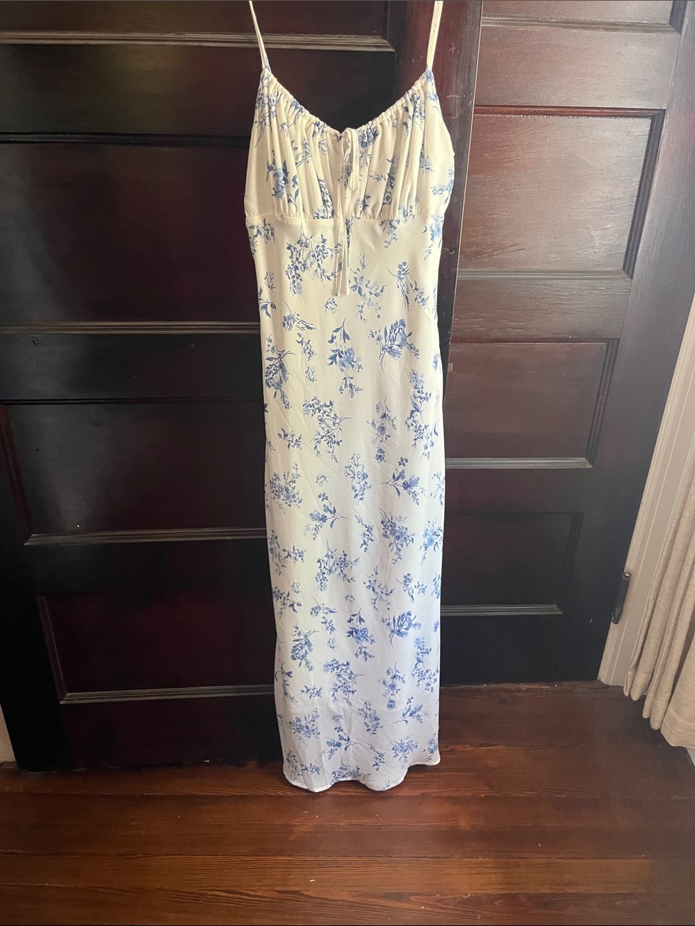Workshop Republic Clothing Cream Dress with Blue Floral Detail